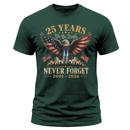 25th Anniversary Patriot Day 911 Never Forget American Eagle Memorial T-Shirt