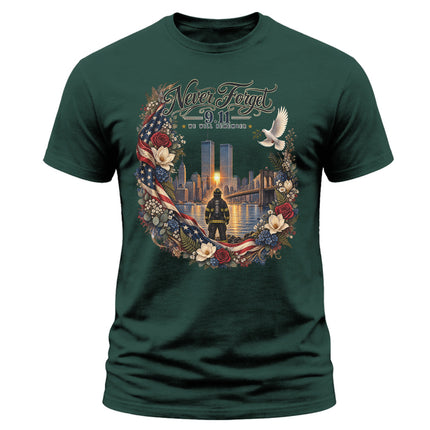 25th Anniversary Patriot Day 911 Never Forget Firefighter Memorial T-Shirt