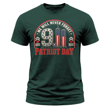 9/11 Patriot Day We Will Never Forget American Memorial T-Shirt