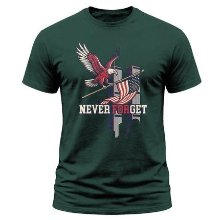 9/11 Never Forget Bald Eagle American Flag Patriot Day Memorial T-Shirt