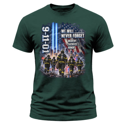 25th Anniversary Patriot Day 911 Firefighter Never Forget Memorial T-Shirt