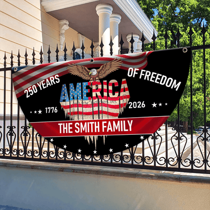 Personalized 250 Years of Freedom Patriotic Fan Flag