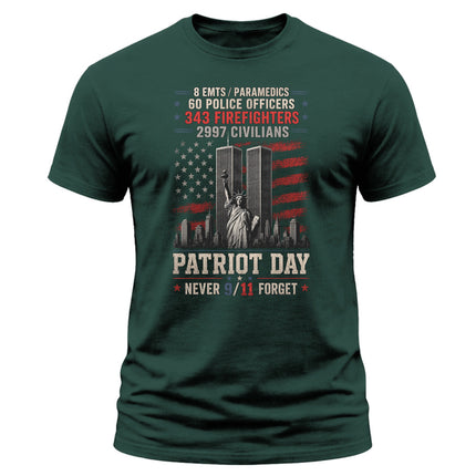 25th Anniversary Patriot Day 911 First Responders Never Forget Memorial T-Shirt