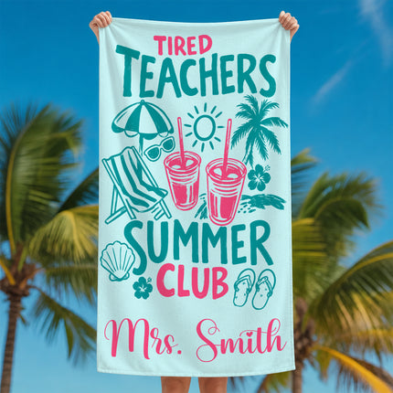 Personalized Teacher Beach Towel Summer Club Custom Name