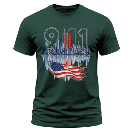 9/11 Never Forget Patriot Day New York City American Flag Memorial T-Shirt