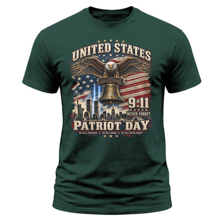 9/11 Patriot Day Never Forget American Eagle Liberty Bell Memorial T-Shirt