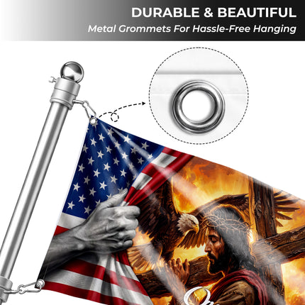SP-01 Jesus Christ One Nation Under God Christian Veterans Day Flag