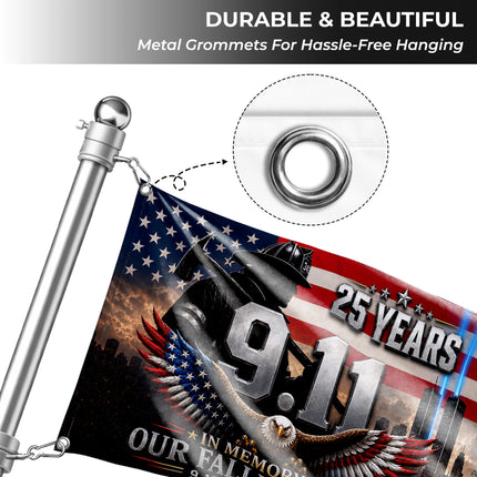Patriot Day 25th Anniversary Fallen Heroes Eagle Firefighter Flag