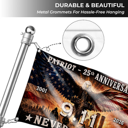 25th Anniversary Patriot Day Eagle Cross Firefighter 9 11 Grommet Flag