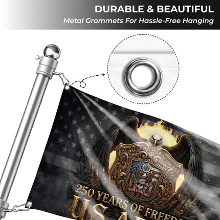 US Army Eagle Golden Shield 250 Years of Freedom House Flag