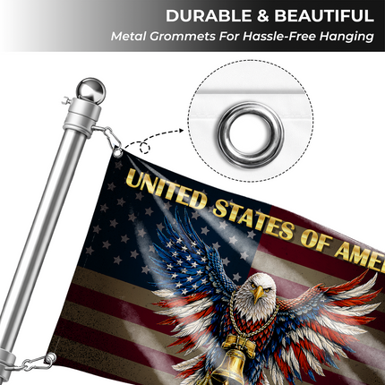 SP-01 American Heritage Flag Bald Eagle Liberty Bell Constitution Day