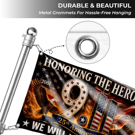 Patriot Day 25th Anniversary Double Eagle Honoring Heroes Grommet Flag