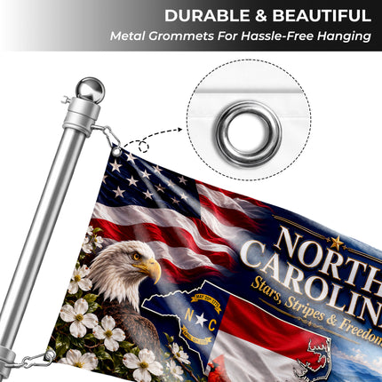 North Carolina Grommet Flag Stars Stripes Freedom Eagle Cardinal