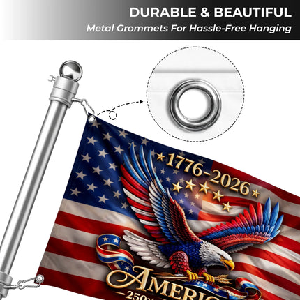 America 250th Anniversary Patriotic Eagle Wings House Flag