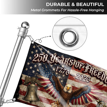 250 Years of Freedom Liberty Bell Statue & Eagle America 250 House Flag