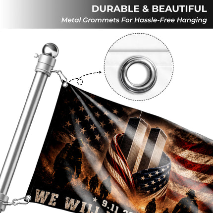 25th Anniversary Patriot Day Firefighter Honor Guard Twin Towers Grommet Flag