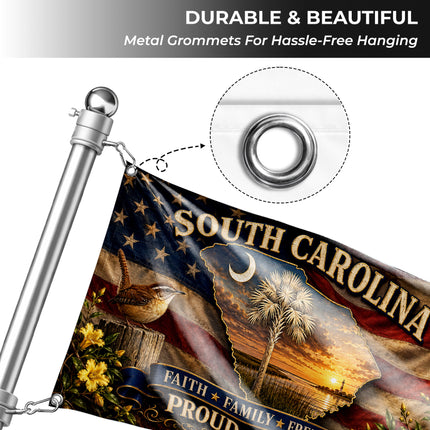 South Carolina Grommet Flag Faith Family Freedom Palmetto