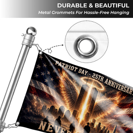 25th Anniversary Patriot Day Angel Wings Twin Towers First Responder Grommet Flag