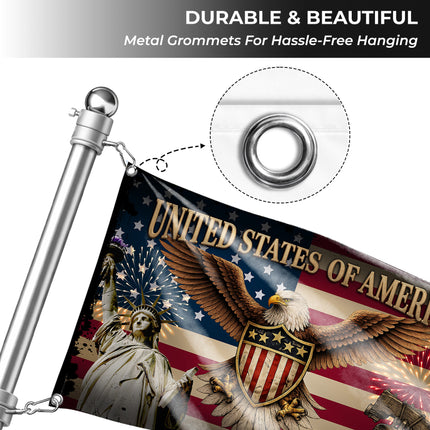 SP-01 American Heritage Flag Bald Eagle Liberty Military Appreciation