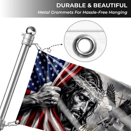 SP-01 God Bless America Christian Patriotic Flag Faith Over Fear