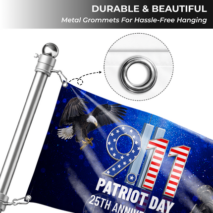 25th Anniversary Patriot Day Blue Night Soldier Eagle 9 11 Grommet Flag