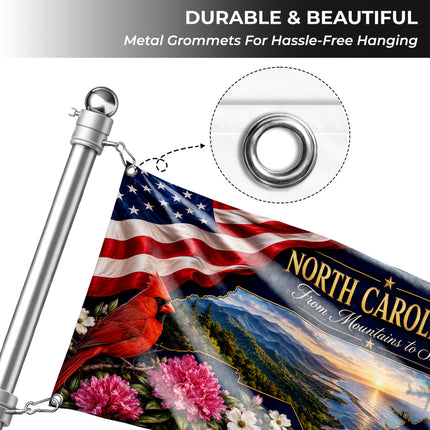 North Carolina Grommet Flag Mountains to Sea Cardinal Floral