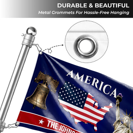 Personalized USA Map Liberty Bell American House Flag