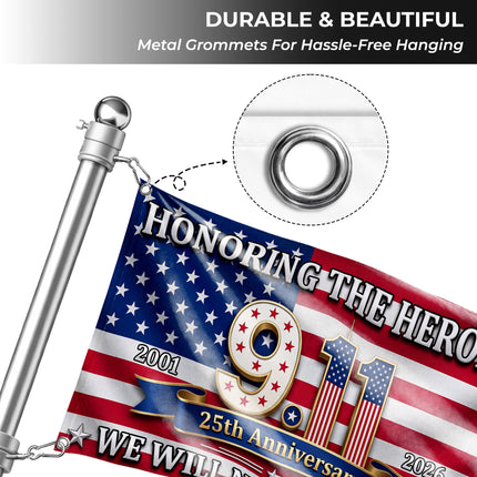 Patriot Day 25th Anniversary Honoring the Heroes Grommet Flag