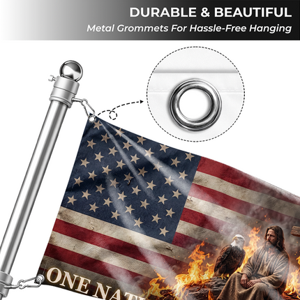 SP-01 Jesus Christ One Nation Under God Christian American Flag