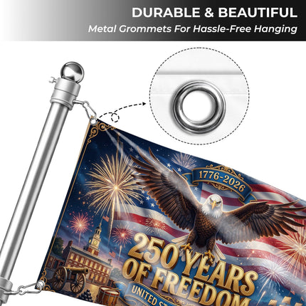 United States of America 250 Years of Freedom Independence Hall Tall Ship House Flag
