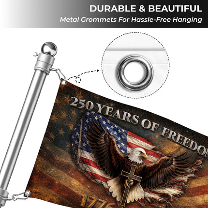 250 Years of Freedom Eagle Cross Faith America 250 House Flag
