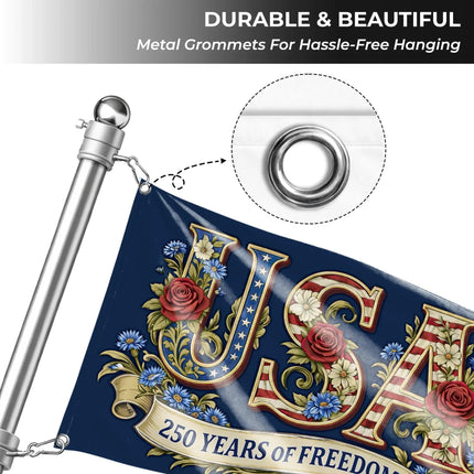 USA Floral 250 Years of Freedom America 250 House Flag