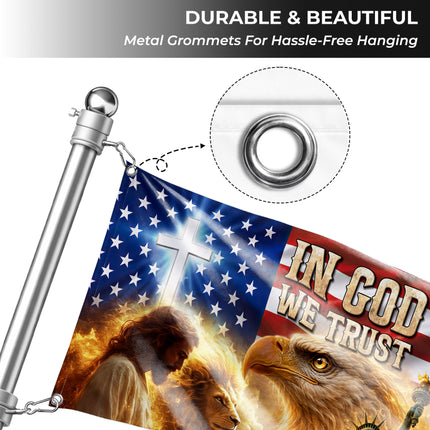 SP-01 In God We Trust Patriotic Christian Flag Fourth of July