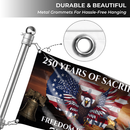 US Veteran 250 Years of Sacrifice Freedom Isn't Free Map Eagle House Flag