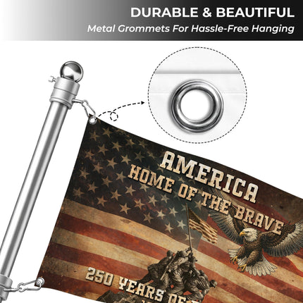 America Home of the Brave Iwo Jima 250 Years of Freedom House Flag
