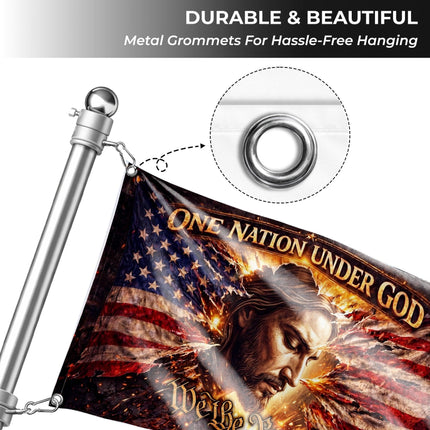 One Nation Under God We The People Grommet Flag