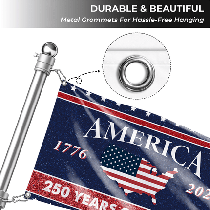 America 250 USA Map Silhouette 250 Years of Freedom House Flag