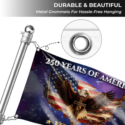 250 Years of America Eagle Cross Patriotic House Flag