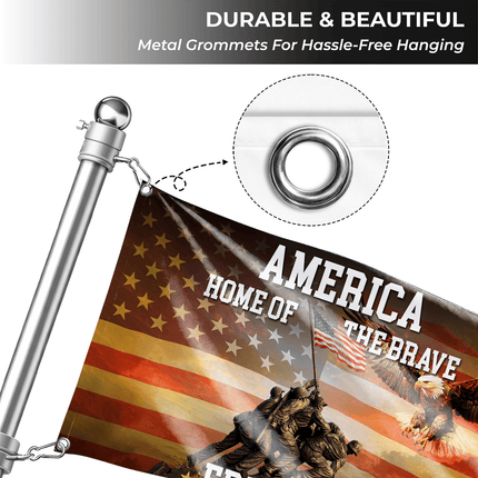 Patriotic Home of the Brave Military American House Flag