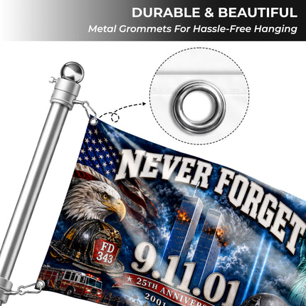 SP-01 Never Forget 9/11 First Responder Tribute Flag 25th Anniversary