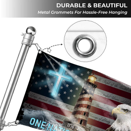 One Nation Under God Christian Patriot House Flag America 250 HOF8 - Charming Present