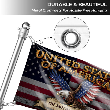 Personalized USA Constitution Eagle American House Flag