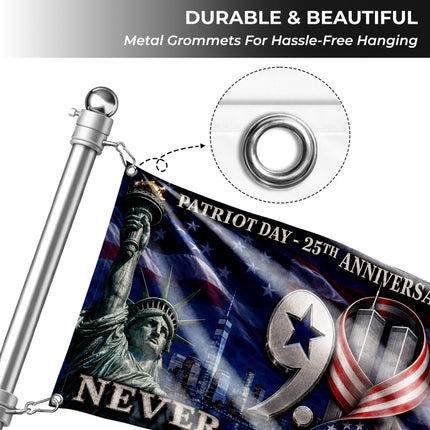 Patriot Day Never Forget Statue of Liberty Twin Towers Grommet Flag