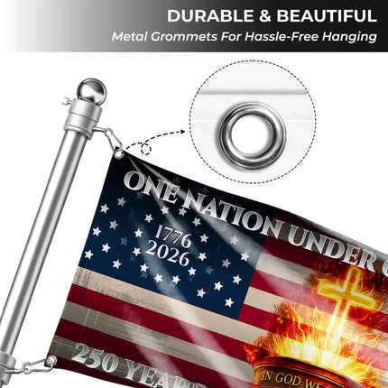 One Nation Under God Christian Patriot Flag America 250 HOF16 - Charming Present