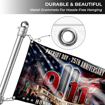 Patriot Day 25th Anniversary 9.11 Honoring The Heroes Grommet Flag