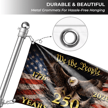 We The People Eagle Torn Flag 250 Years of Freedom House Flag