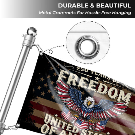 United States of America 250 Years of Freedom Vintage Eagle Banner House Flag