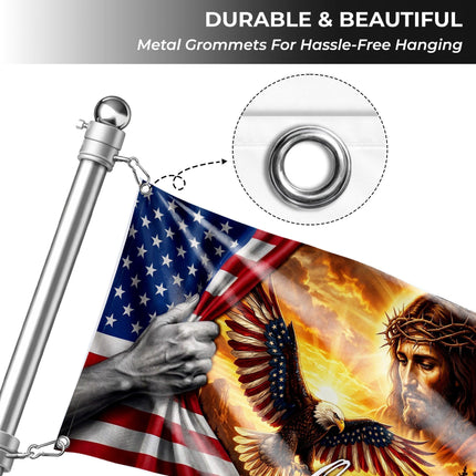 One Nation Under God Revealing Jesus Grommet Flag