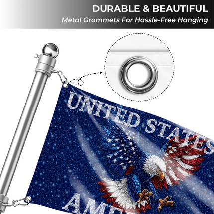 Patriotic Shimmer Starry Eagle American House Flag