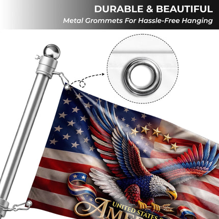 SP-01 God and Country Flag Christian Patriotism Bald Eagle Memorial Day